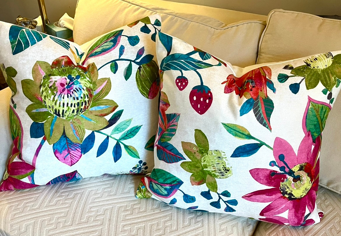 Bright floral accent pillow