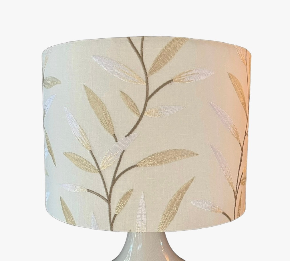 Embroidered leaf lampshade