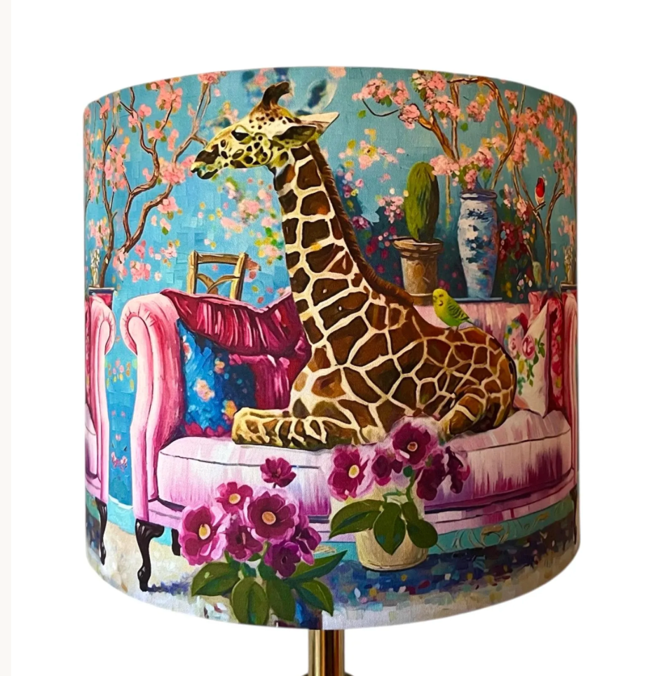 Giraffe on chaise lampshade