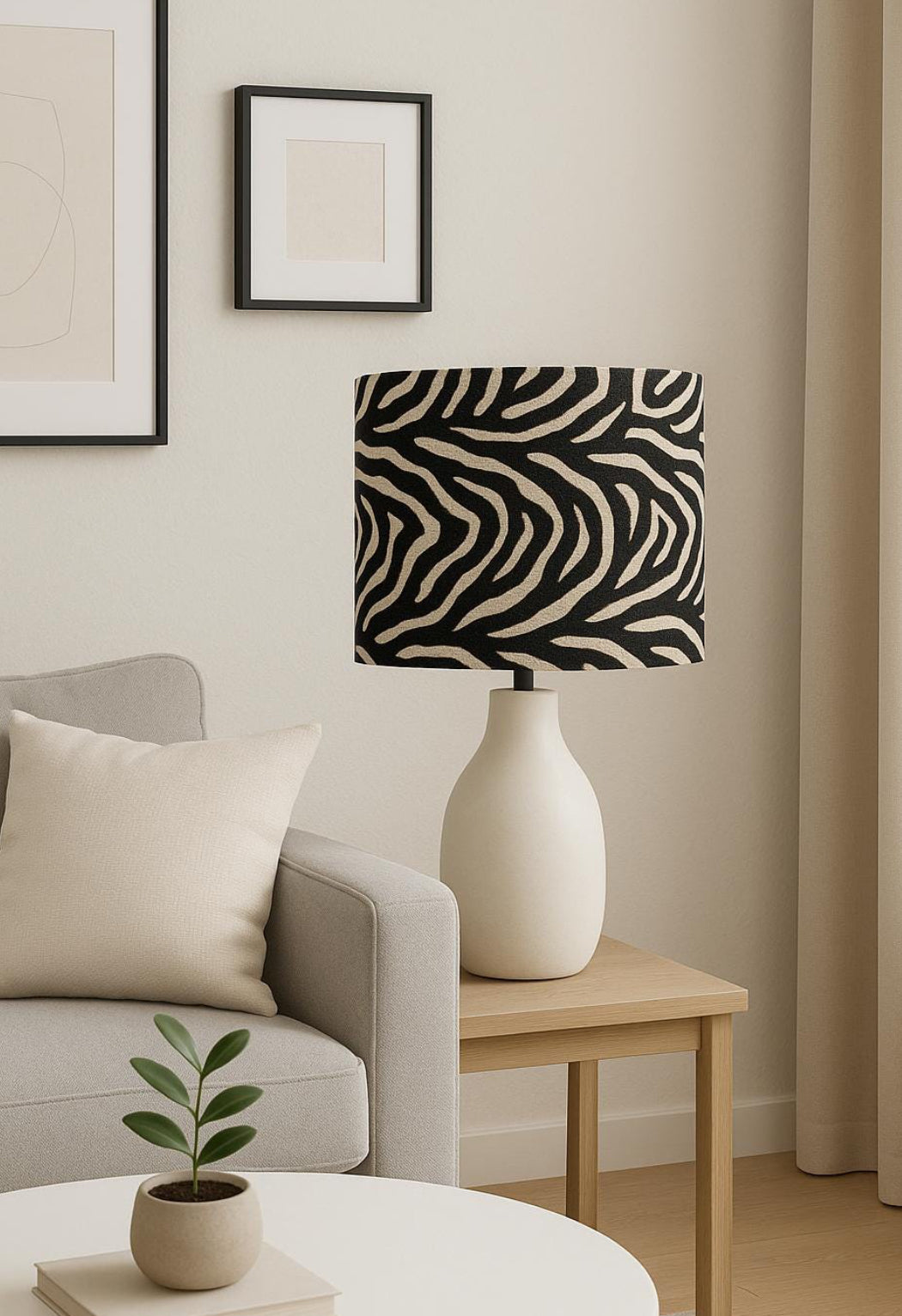 Faux zebra hair lampshade