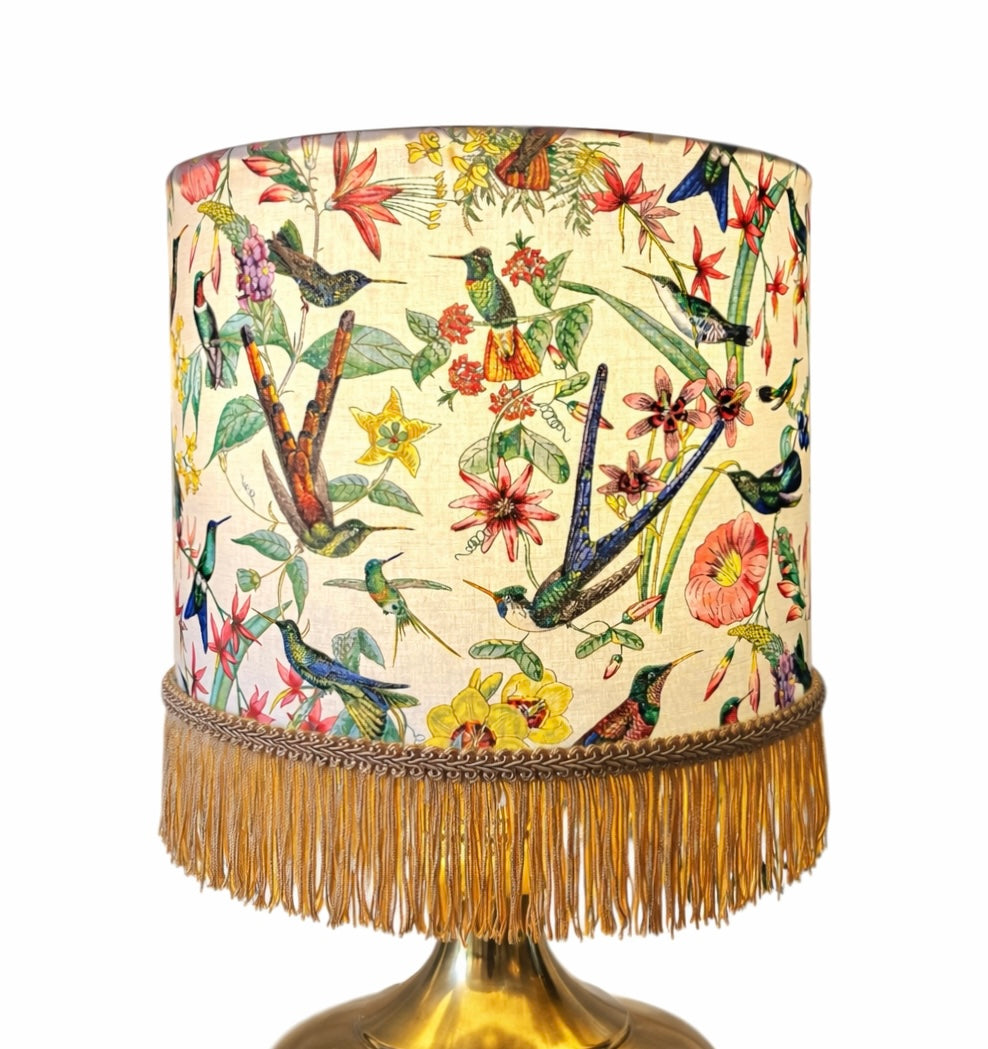 Hummingbird lampshade with fringe