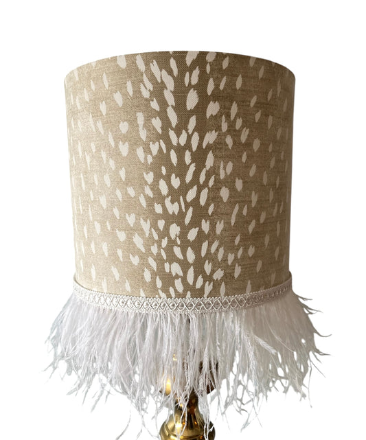 Deer/fawn print feather lampshade