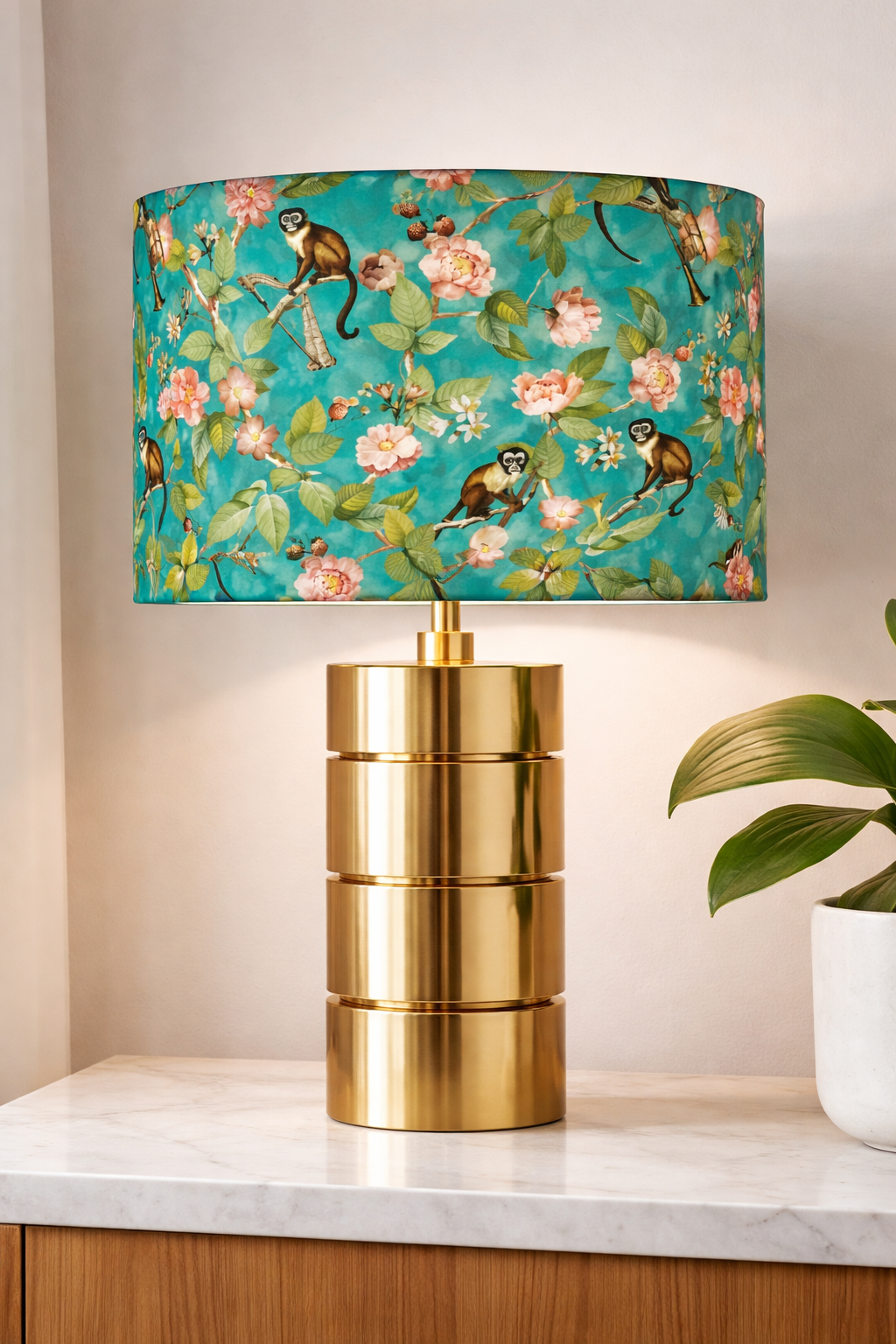 Monkey lampshade- turquoise