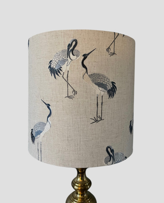 Embroidered crane lampshade