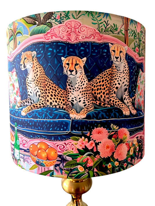Cheetahs on sofa lampshade