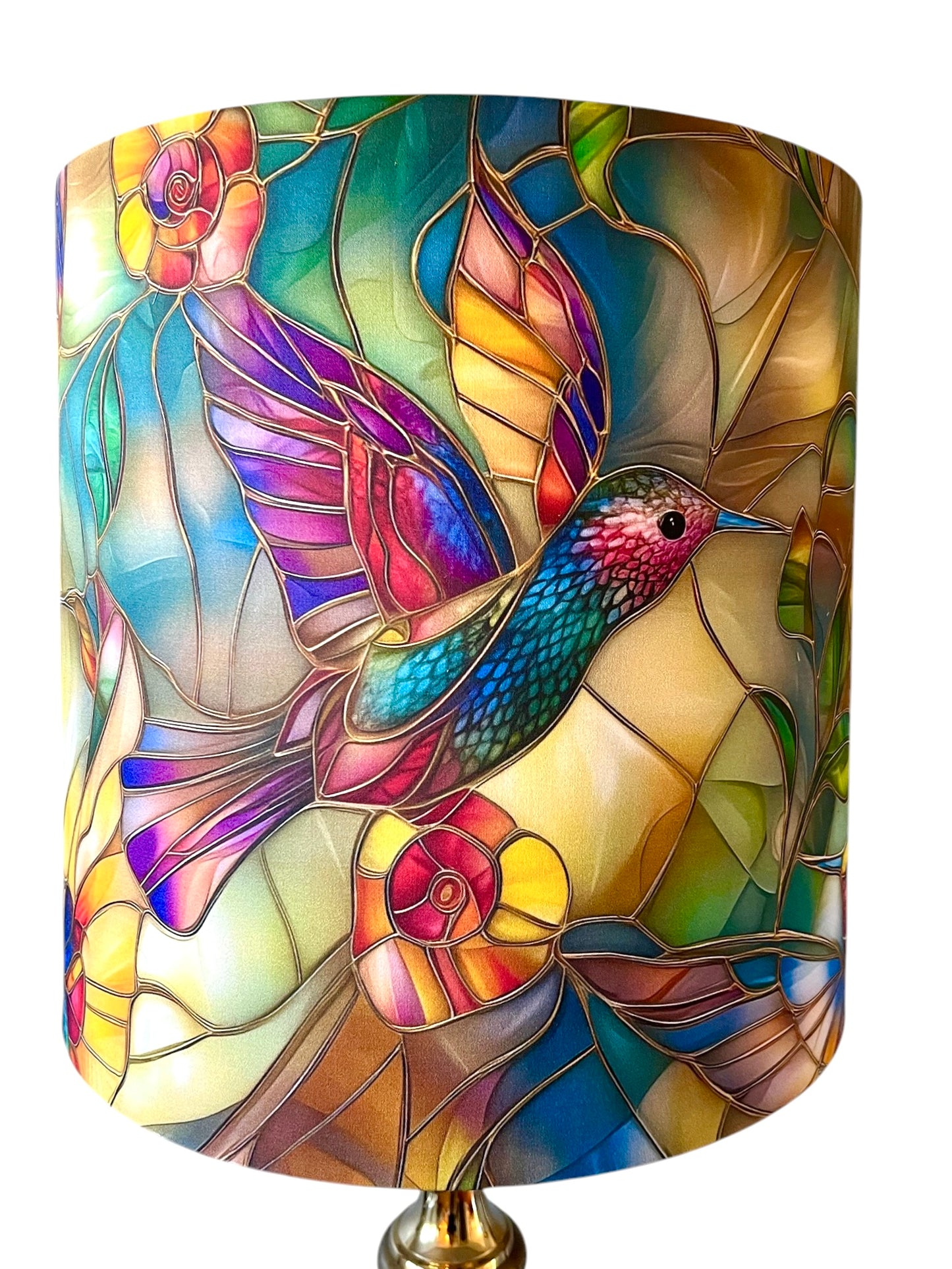 Stained glass Hummingbird lampshade