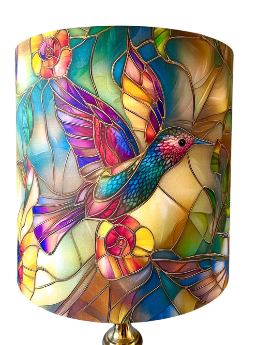 Stained glass Hummingbird lampshade