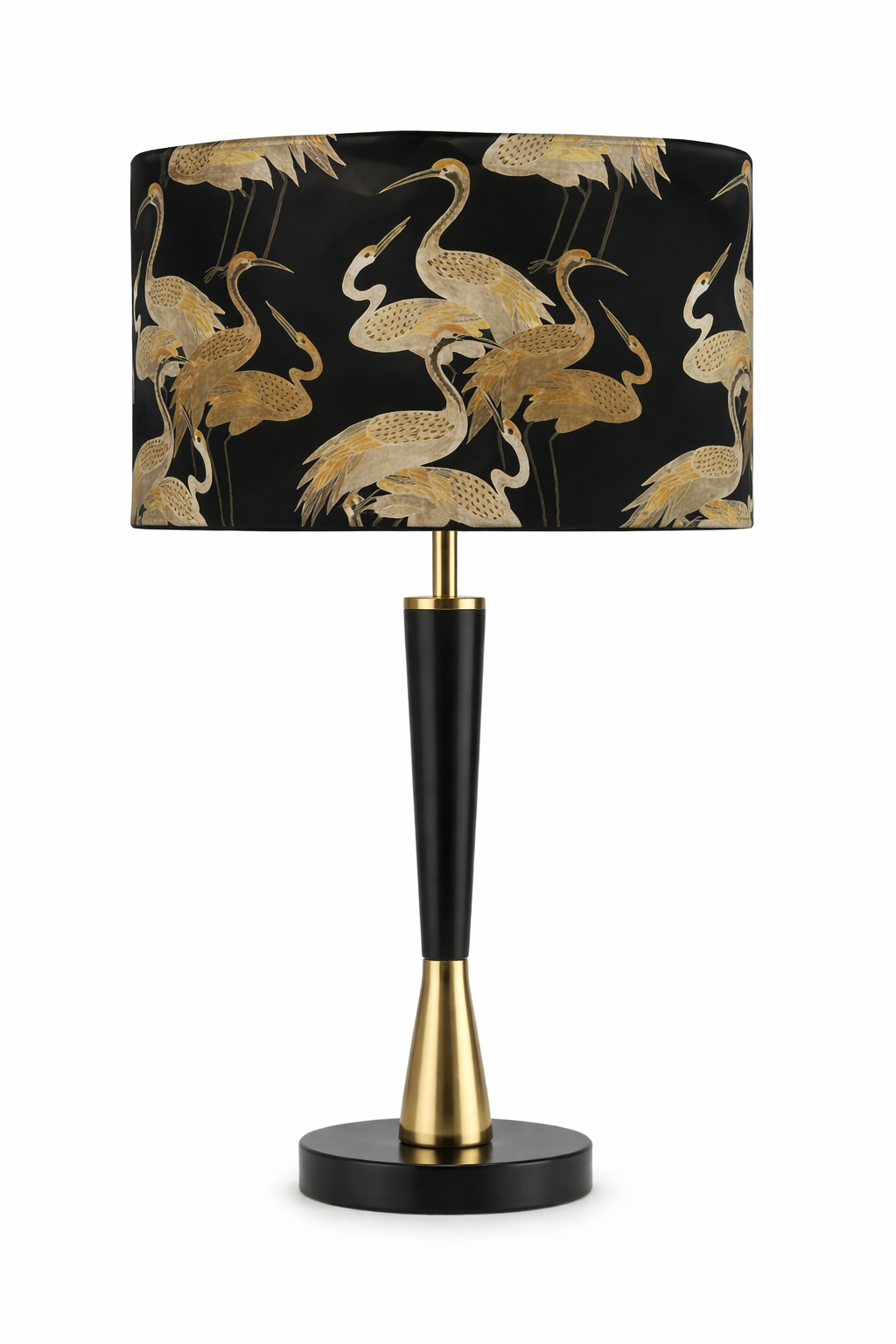 Black and gold crane lampshade