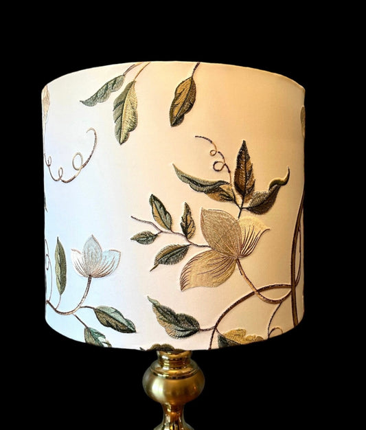 Embroidered botanical lampshade