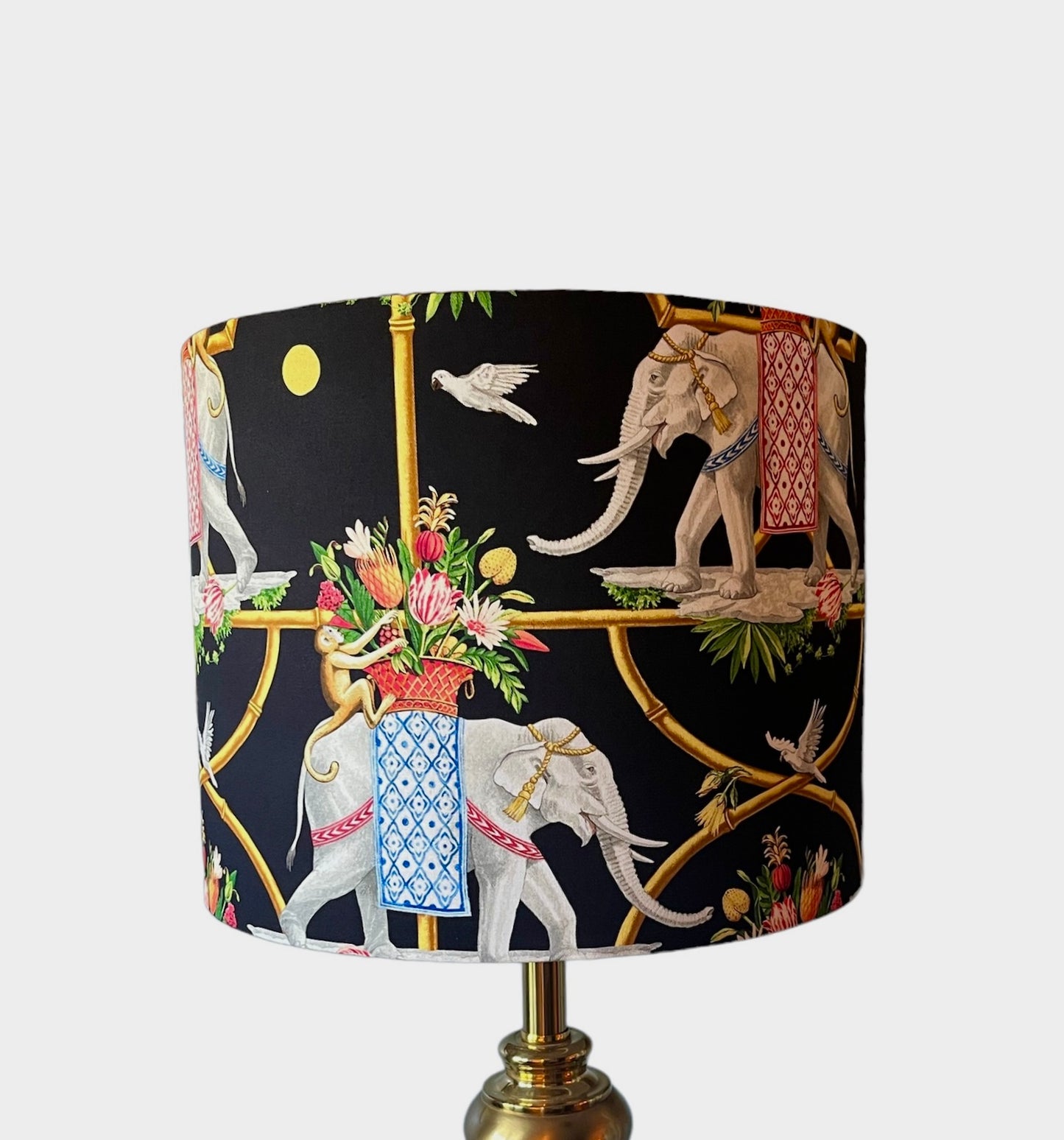 Elephant and Monkey Lampshade- Black