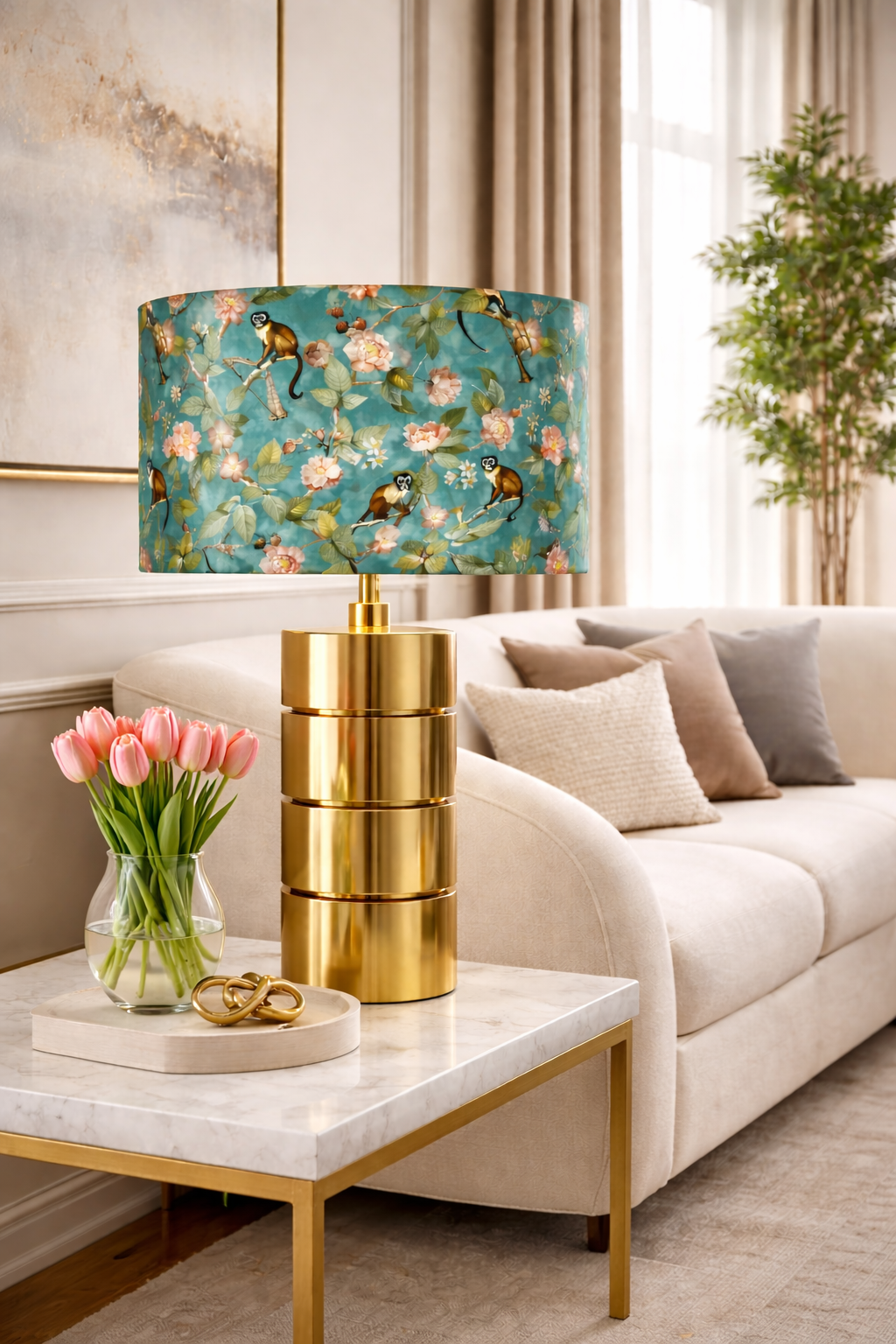 Monkey lampshade- turquoise