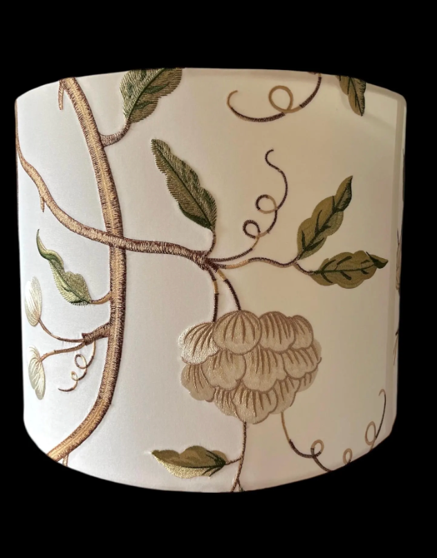 Embroidered botanical lampshade