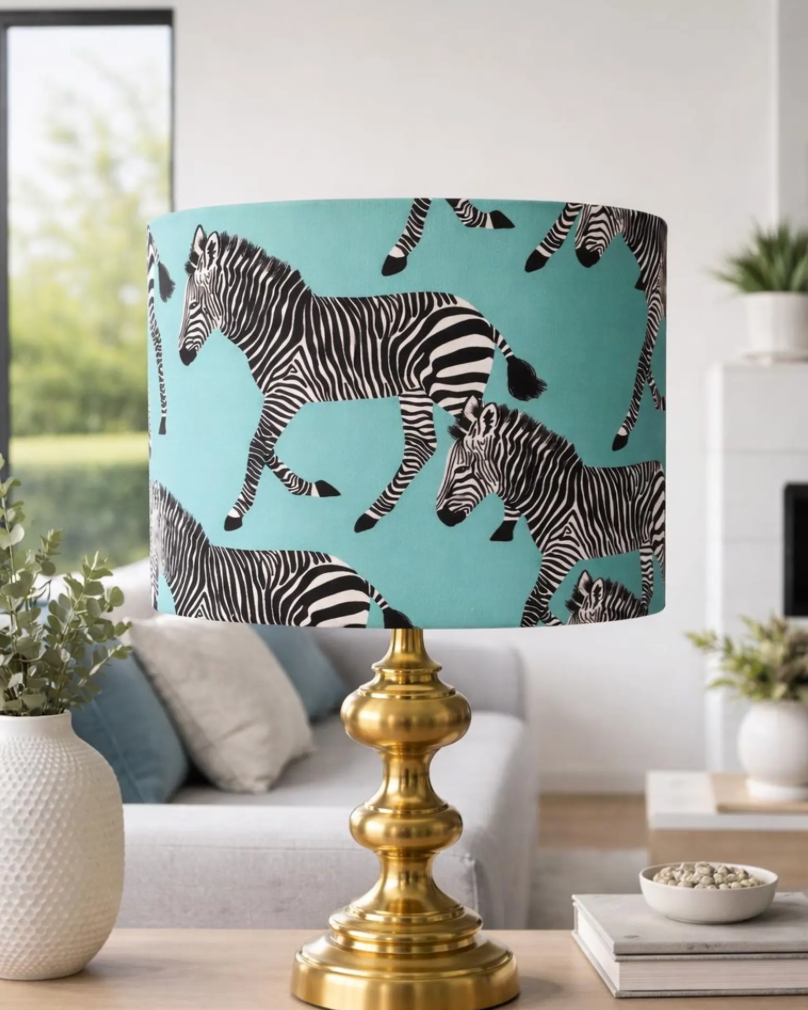 Zebra lampshade- turquoise