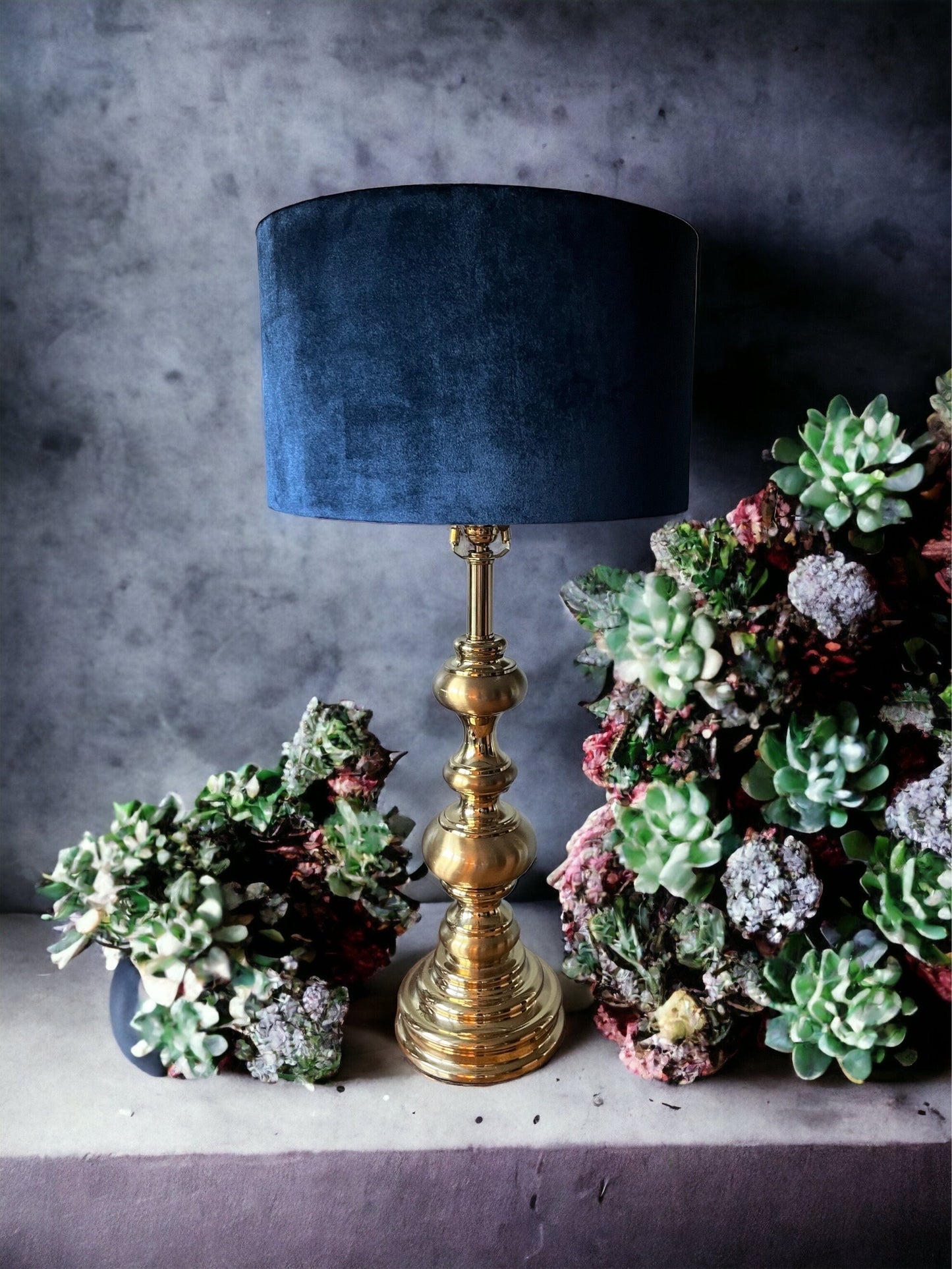 Navy Velvet Lampshade