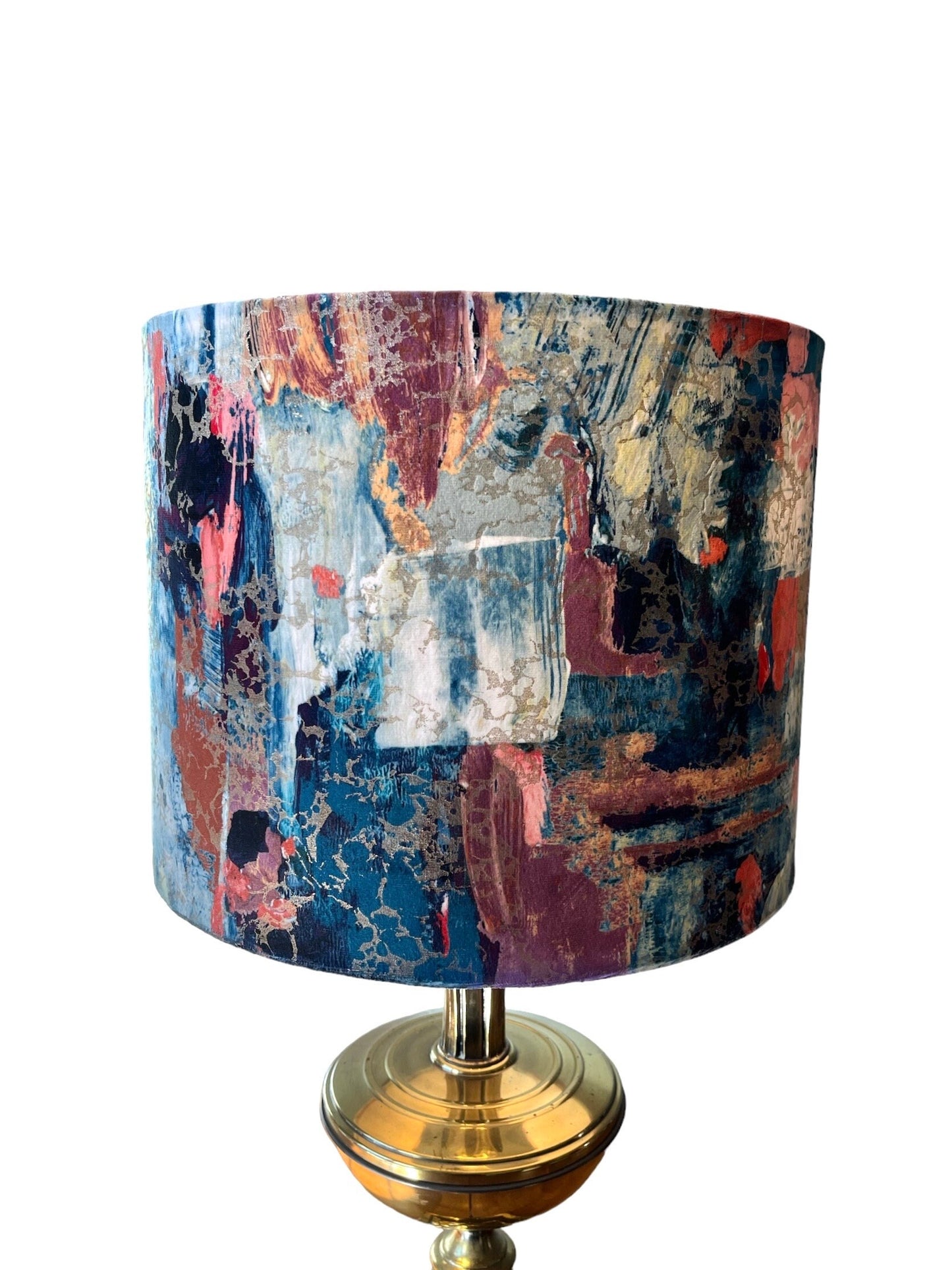 Multi coloured velvet lampshade