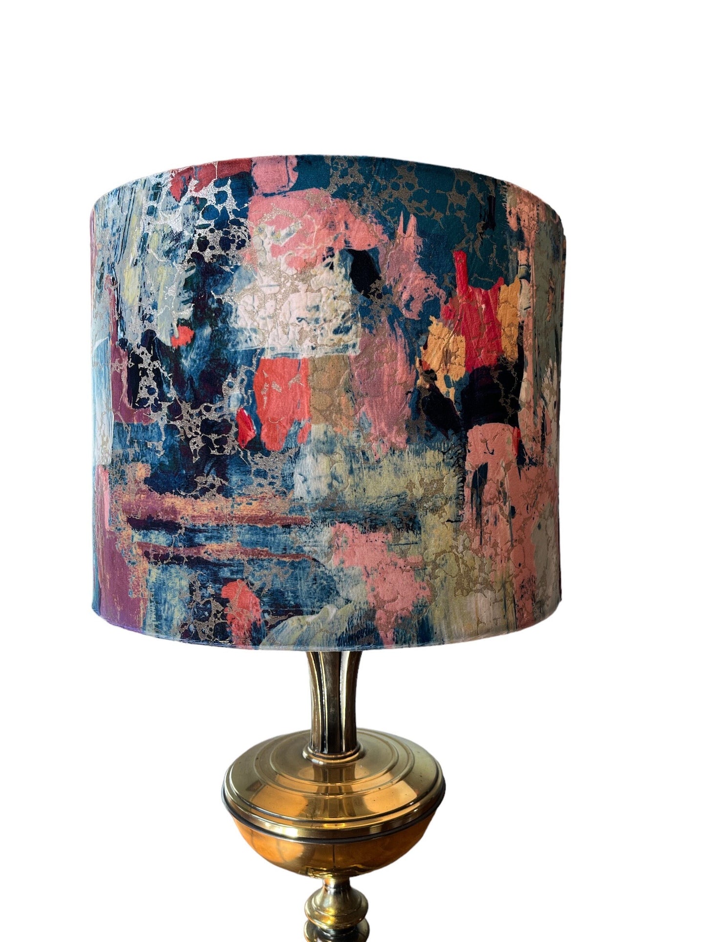 Multi coloured velvet lampshade